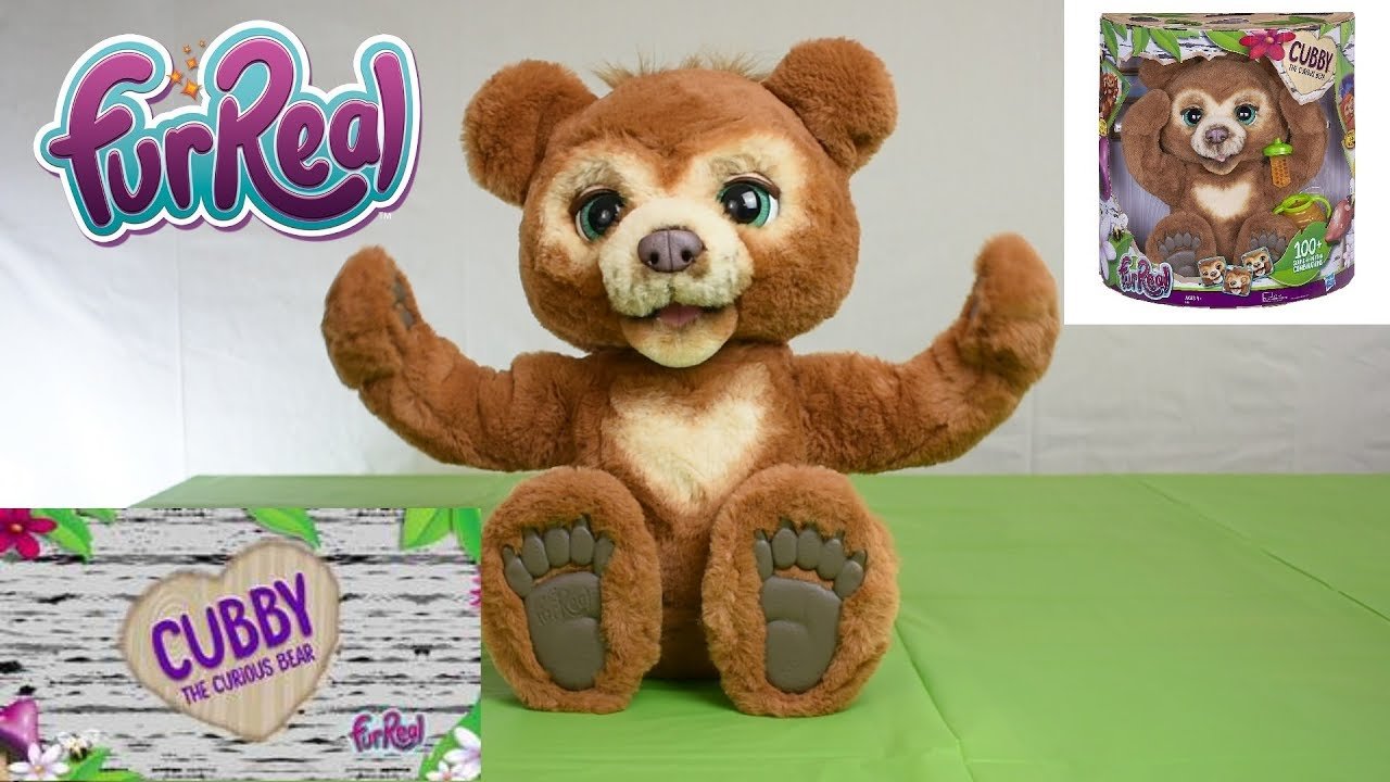 furReal Cubby the Curious Bear interactive stuffed animal toy with realistic sounds and movements for children